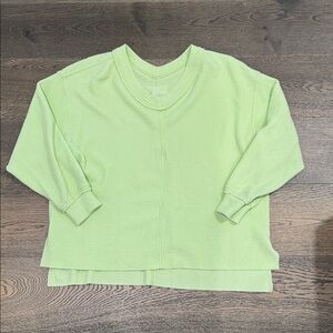 Aerie Lime V-Neck Sweater Relaxed Fit Lightweight Size Small